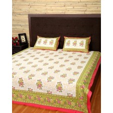 Buy Floral Printed White Cotton Bed Sheet (Set Of 3 Pcs) Online At Rajrang