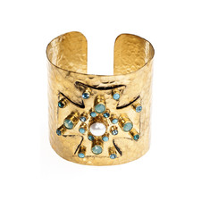 Alma Vieja turquoise cross cuff by Lara Jewelry | Joumanna Jewellery
