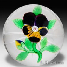 Antique Baccarat type III pansy and bud paperweight. by Baccarat Antique
