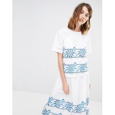 Warehouse Embroidered Cutowrk T-Shirt