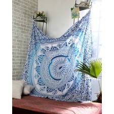 Cotton Blue Mandala Taapestry