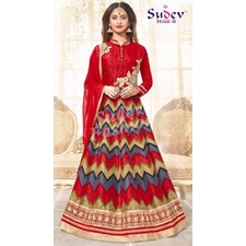 New Designer Latest Colllection Multicolor Bhagalpuri Printed Anarkali Suit