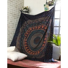 Navy Blue Tapestry | Cotton Mandala Tapestry | Elephant Tapestry