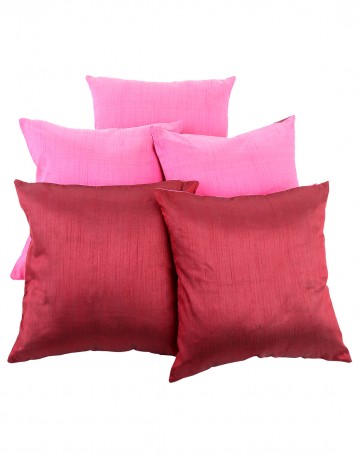 Buy Solid Yarn Dyed Pink Polydupion Reversible Cushion Cover Online At Rajrang