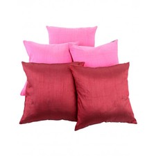 Buy Solid Yarn Dyed Pink Polydupion Reversible Cushion Cover Online At Rajrang
