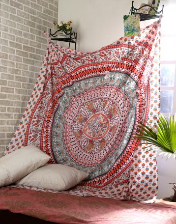 White Tapestry | Mandala Tapestry | Indian Tapestries
