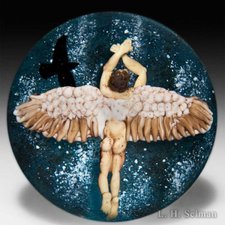 Jim D'Onofrio 2005 'Icarus' weight with flying man & bird. by Jim D'Onofrio