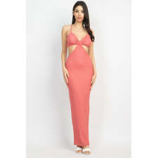 Rose Cutout Back Slit V-neck Maxi Dress