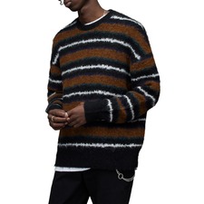 ALLSAINTS Oskar Stripe Sweater, Main, color, BLACK/ DARK TAN