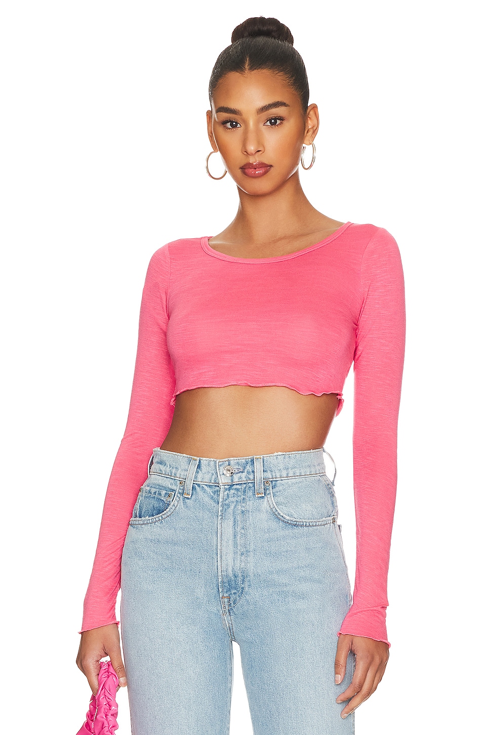 MORE TO COME Columba Crop Long Sleeve in Pink | REVOLVE