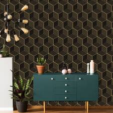Art Deco Black Gold Geometric Wallpaper Traditional Non woven image 1