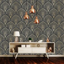 Geometric Art Deco Gold Black Wallpaper Monochrome Embossed image 1