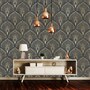 Geometric Art Deco Gold Black Wallpaper Monochrome Embossed image 1