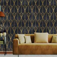 Gray Gold Art Deco Wallpaper Traditional Non woven or image 1