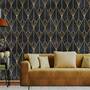 Gray Gold Art Deco Wallpaper Traditional Non woven or image 1