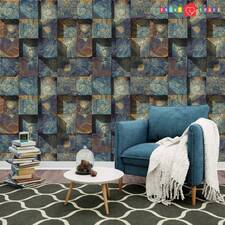 3D wood wall decor with old wood blocks, Wood wallpaper Printmyspace INC USA