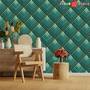 Green Gold Geometric Art Deco Wallpaper Traditional Non woven image 1