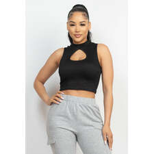 Mock Keyhole-front Crop Top