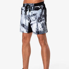 Printed black and white men’s recycled shorts