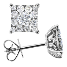 Buy 18k White Gold Diamond Cluster Earrings
