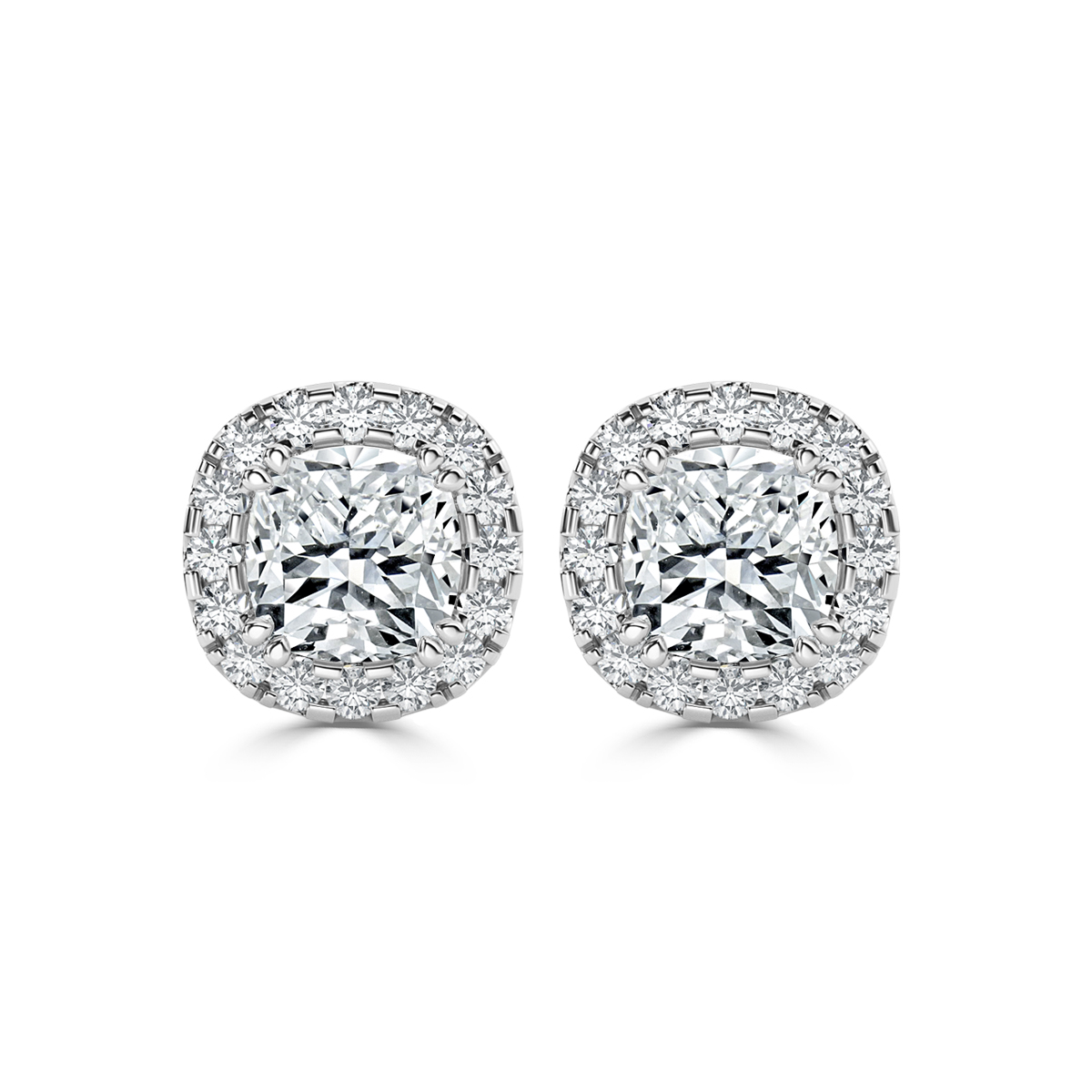 Round Halo Diamond Earrings