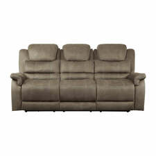 Homelegance Furniture Shola Power Double Reclining Sofa in Chocolate