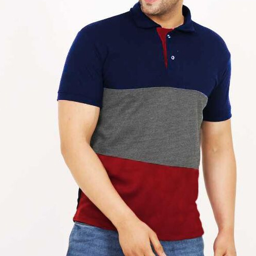 Mens organic tri-colored t-...