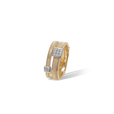 Masai Two Row Pave Diamond Ring in Yellow &amp; White Gold