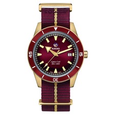 RADO Captain Cook Bronze Automatic Webbing Strap Watch, 42mm, Main, color, RED