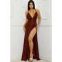 Burgundy Glitter Fabric Sweetheart Surplice Maxi Dress
