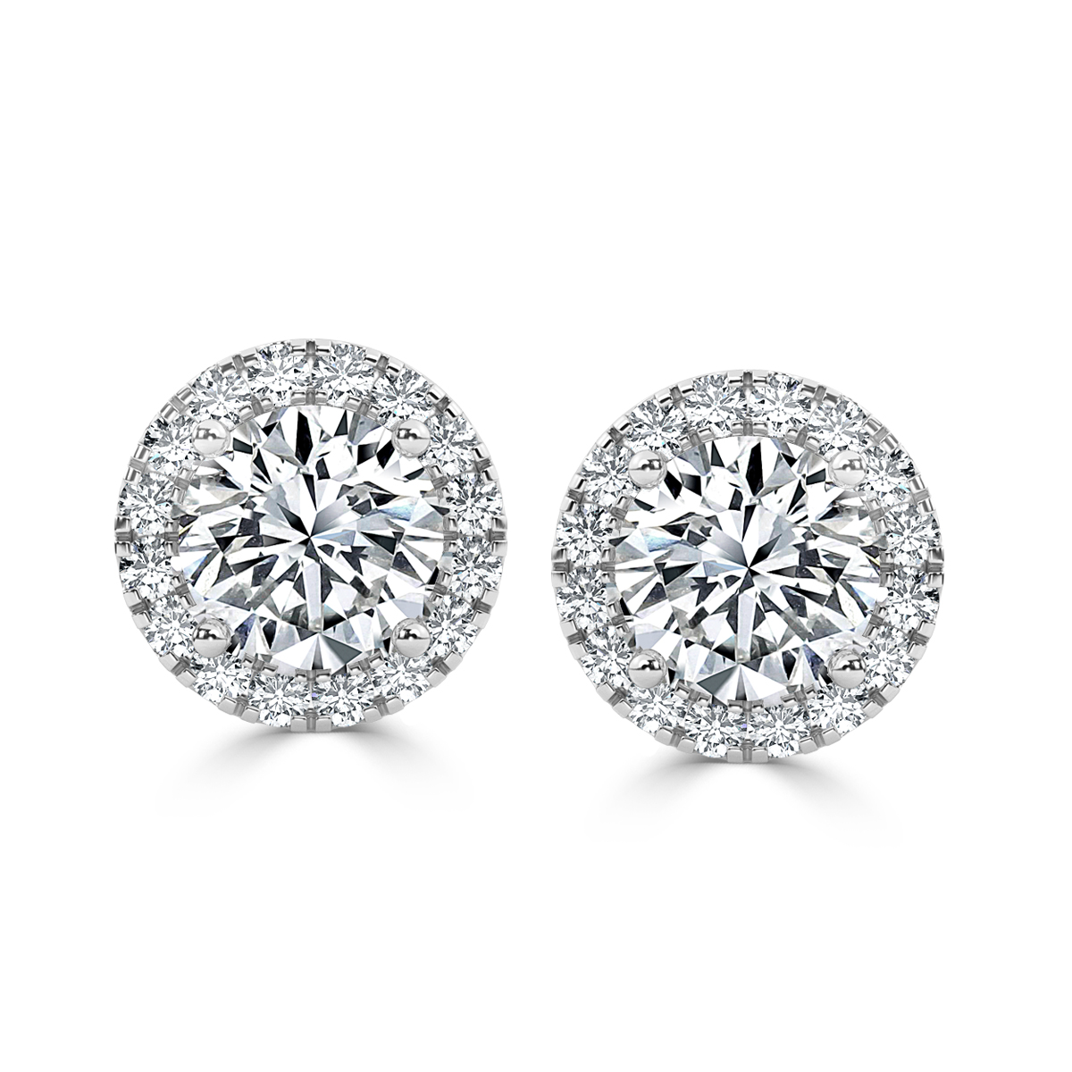 Round Halo Diamond Earrings