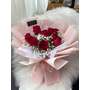 valentines day red rose baby breath bouquet (8 stalks)