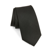 NORDSTROM Haley Solid Silk Tie, Main, color, BLACK