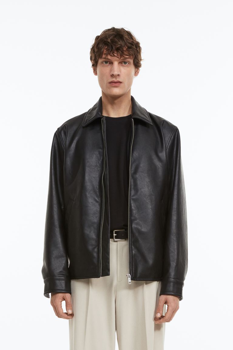 Faux Leather Jacket - Black - Men 