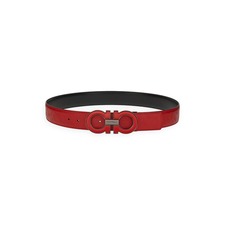 SALVATORE FERRAGAMO Double Gancio Reversible Leather Belt, Main, color, RED/ NERO