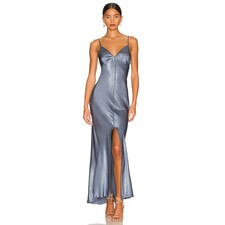 Shona Joy La Lune Bias Slip Dress in Blue Smoke | REVOLVE