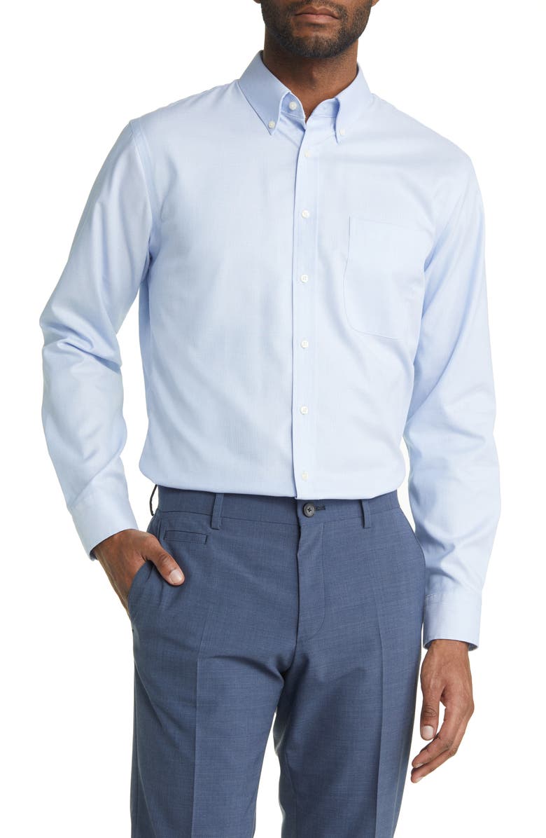 NORDSTROM Trim Fit Non-Iron Royal Oxford Solid Button-Down Dress Shirt, Main, color, BLUE AZURITE- WHITE R OXF