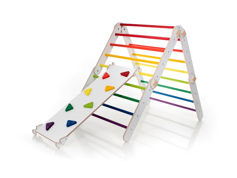 White plus rainbow transformable climbing triangle and ramp