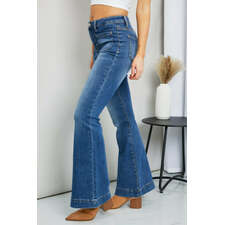 RISEN Full Size Flare Jeans with Pockets