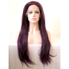 Custom Beautiful Synthetic Hair Wig Extra Long Purple Color Synthetic Lace Front Wig