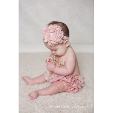 Pink ruffle baby bloomer/ diaper cover and headband set that is great for photoshoot