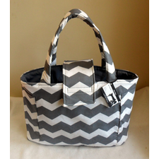 Large Gray and White Chevron Diaper Bag Tote