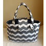 Large Gray and White Chevron Diaper Bag Tote