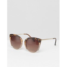 Cat Eye Sunglasses With Cut Away Frame And Tort Mix
