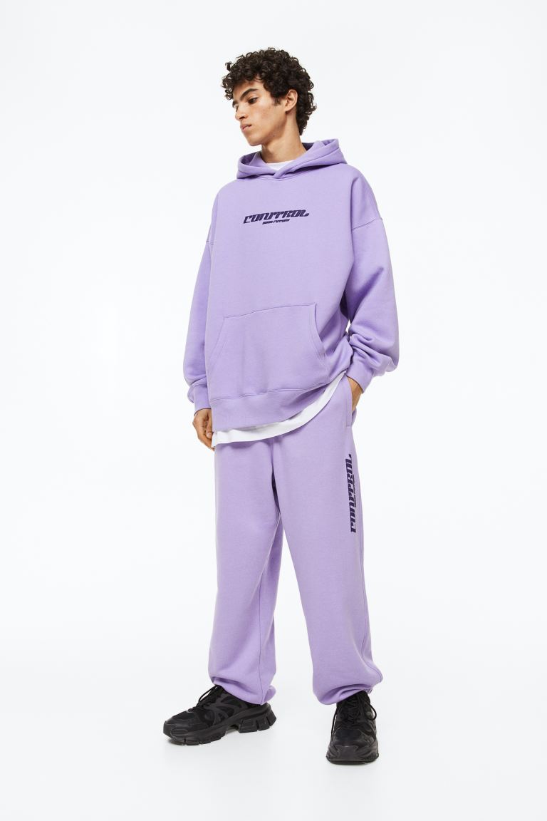 Loose Fit Printed Sweatpants - Purple/Control Your Future - Men | H&amp;M US