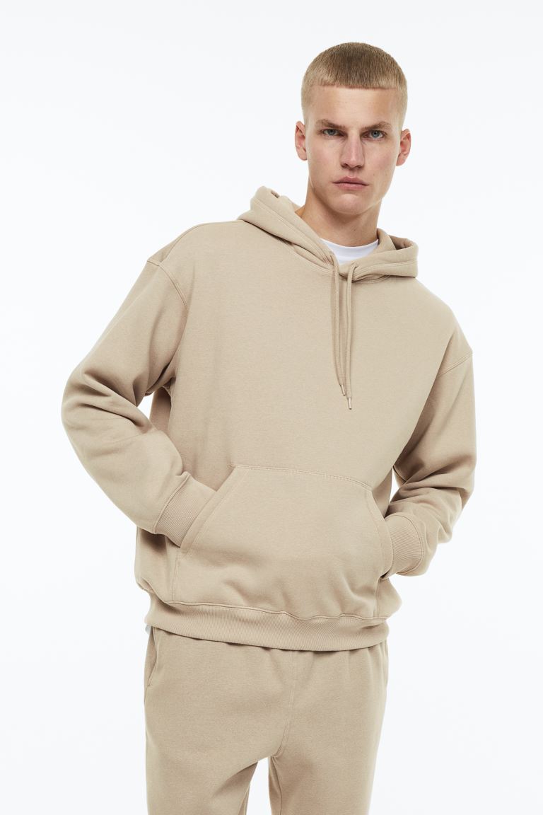 Relaxed Fit Hoodie - Taupe - Men 