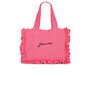 Ganni Cotton Crochet Frill Tote Solid in Shocking Pink | REVOLVE