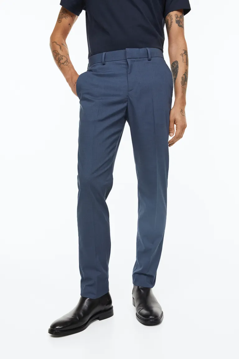 Slim Fit Suit Pants - Dark blue - Men 