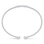 White Gold Bead Cuff Bracelet with Cluster Diamond Stations - 002-170-2000296