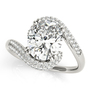 Bypass Style Oval Diamond Engagement Ring